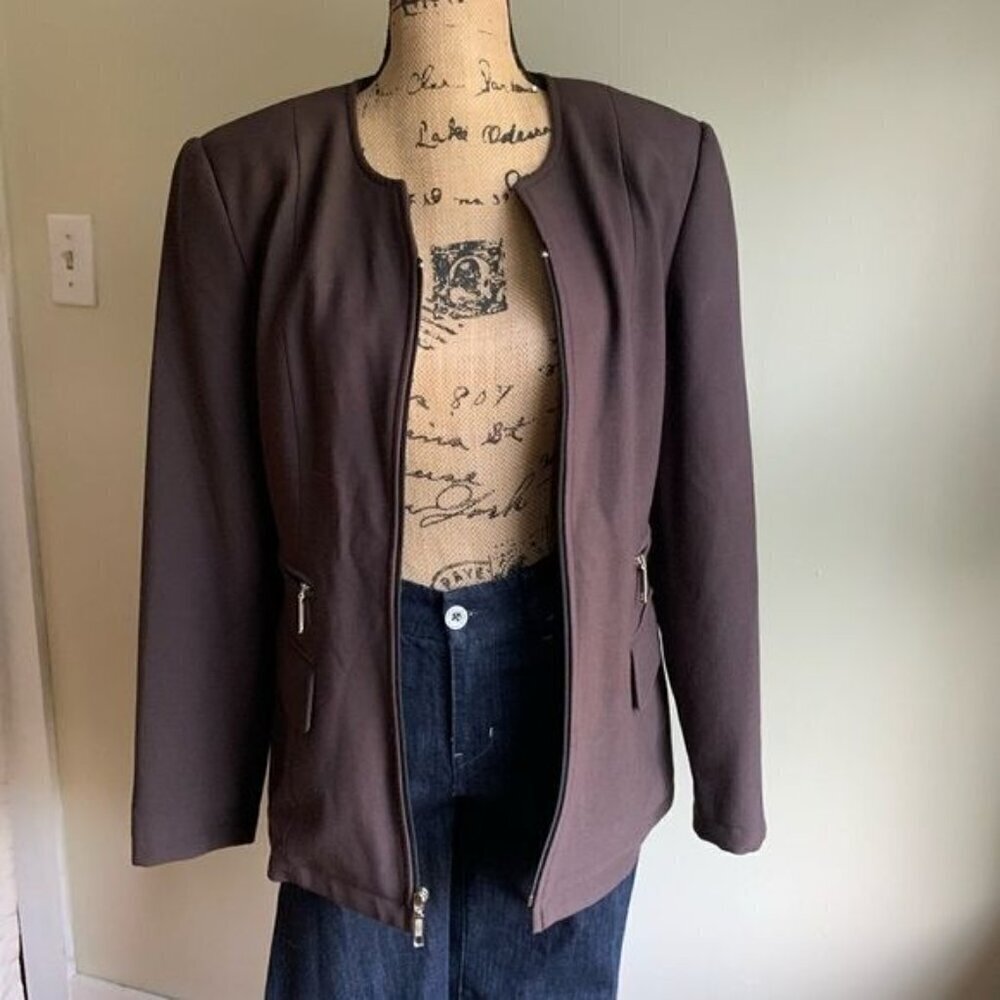 Philippe Adec brown blazer jacket size 8 suit jacket - Picture 12 of 12